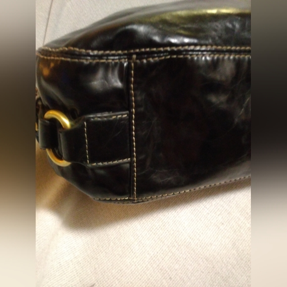 REHAB COACH LARGE SHOULDER BAG HOBO BLACK AND BRASS HARDWARE - Picture 16 of 16